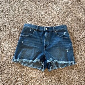 Express Blue Distressed Jean Shorts High-Waisted